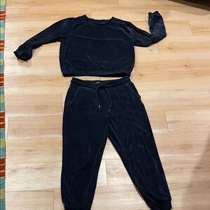 Navy Velour Tracksuit Set